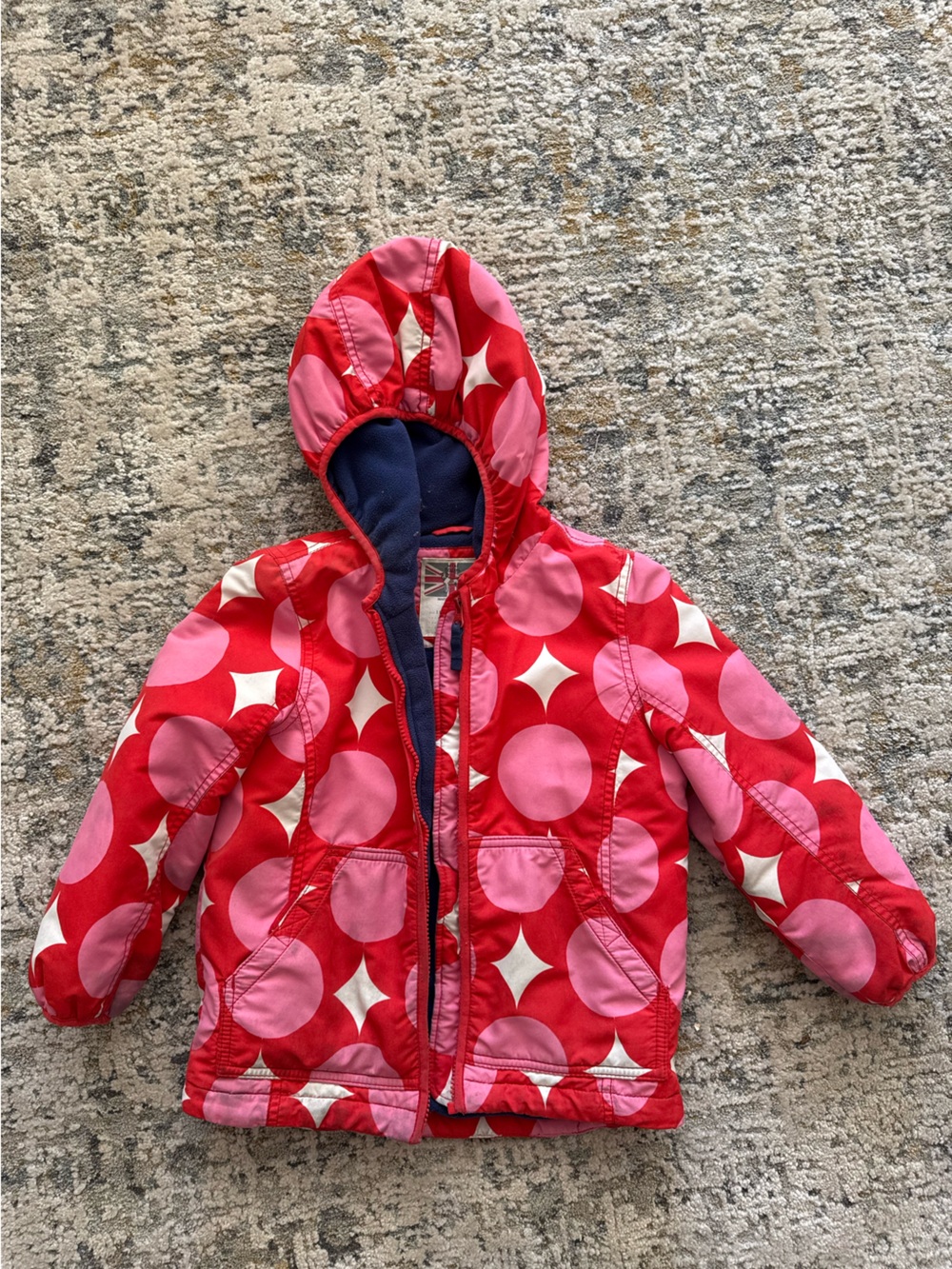 Mini Boden Red & Pink Polka Dot Puffer Jacket